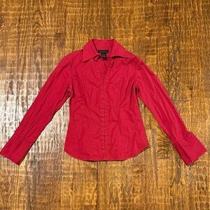 The Limited Stretch Red Fitted Dress Shirt XS Cinched Waist